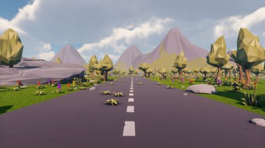 Landscape social with direct-to-consumer and containers for products 3d render