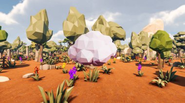 Landscape social with direct-to-consumer and containers for products 3d render