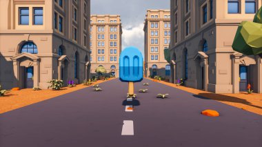 Landscape social with direct-to-consumer and containers for products 3d render