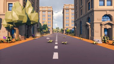 Landscape social with direct-to-consumer and containers for products 3d render