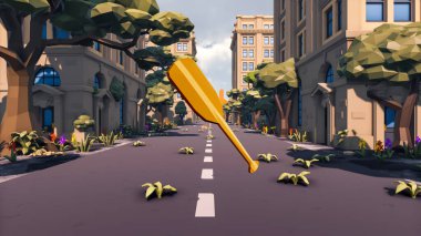 Landscape social with direct-to-consumer and containers for products 3d render