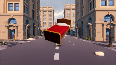 Landscape social with direct-to-consumer and containers for products 3d render