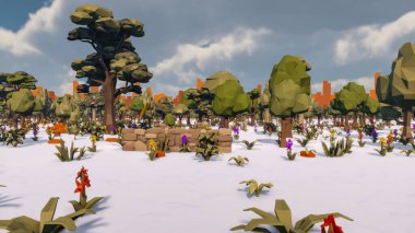 Landscape social with direct-to-consumer and containers for products 3d render