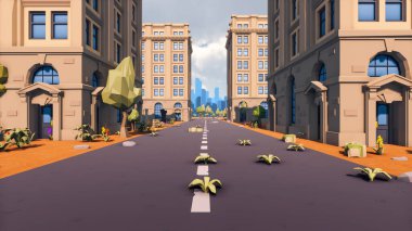 Landscape social with direct-to-consumer and containers for products 3d render