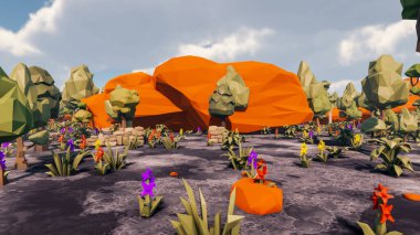 Landscape social with direct-to-consumer and containers for products 3d render