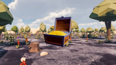 Landscape social with direct-to-consumer and containers for products 3d render