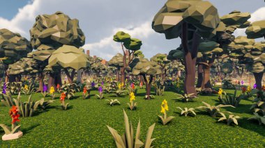 Landscape social with direct-to-consumer and containers for products 3d render