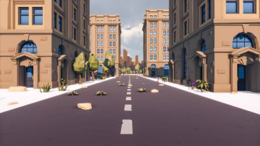 Landscape social with direct-to-consumer and containers for products 3d render