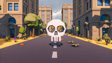 Landscape social with direct-to-consumer and containers for products 3d render