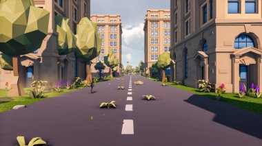 Landscape social with direct-to-consumer and containers for products 3d render