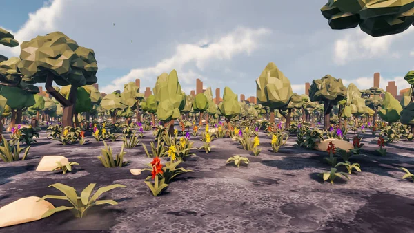 Landscape social with direct-to-consumer and containers for products 3d render