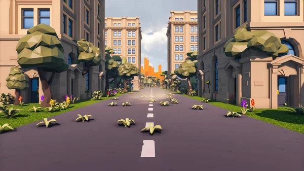 Landscape social with direct-to-consumer and containers for products 3d render