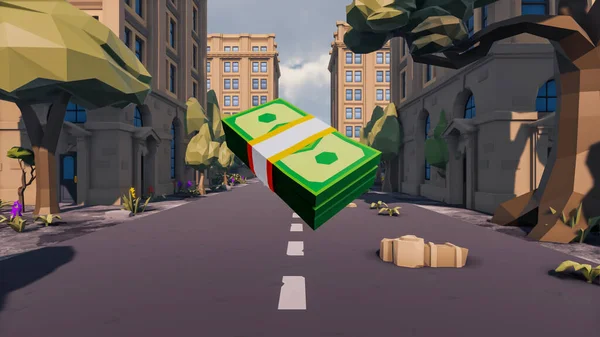 Landscape social with direct-to-consumer and containers for products 3d render