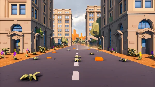 Landscape social with direct-to-consumer and containers for products 3d render