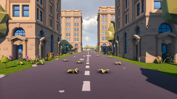 Landscape social with direct-to-consumer and containers for products 3d render