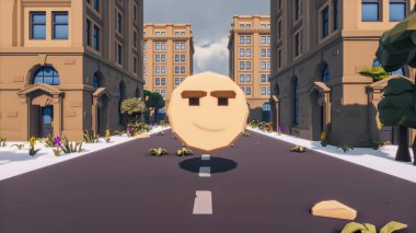 Landscape activities with pattern and field and takeaway 3d render