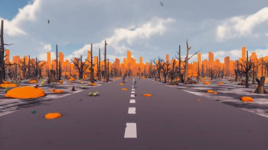 Landscape activities with pattern and field and takeaway 3d render