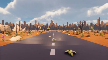 Landscape activities with pattern and field and takeaway 3d render