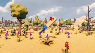 Landscape activities with pattern and field and takeaway 3d render