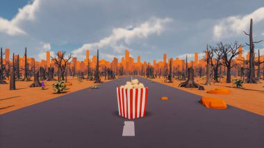 Landscape activities with pattern and field and takeaway 3d render