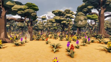 Landscape activities with pattern and field and takeaway 3d render