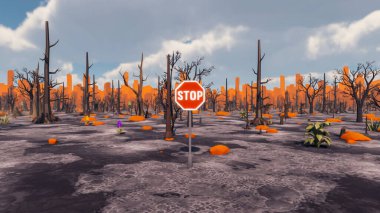 Landscape activities with pattern and field and takeaway 3d render