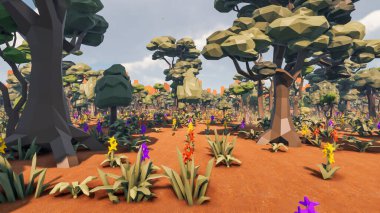 Landscape activities with pattern and field and takeaway 3d render