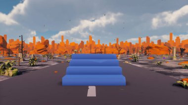 Landscape activities with pattern and field and takeaway 3d render