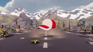 Landscape activities with pattern and field and takeaway 3d render