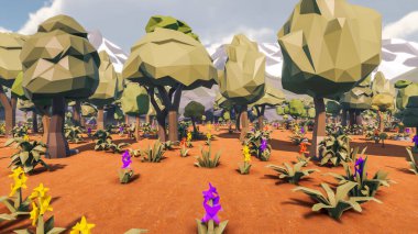 Landscape activities with pattern and field and takeaway 3d render