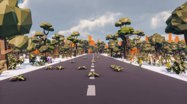 Landscape activities with pattern and field and takeaway 3d render