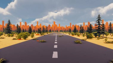 Landscape activities with pattern and field and takeaway 3d render