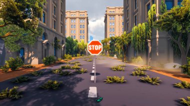 Landscape activities with pattern and field and takeaway 3d render