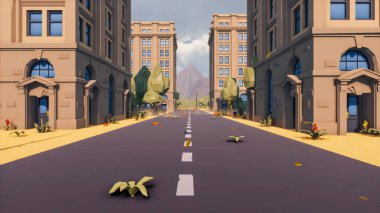 Landscape activities with pattern and field and takeaway 3d render