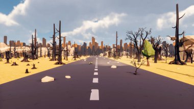 Landscape activities with pattern and field and takeaway 3d render