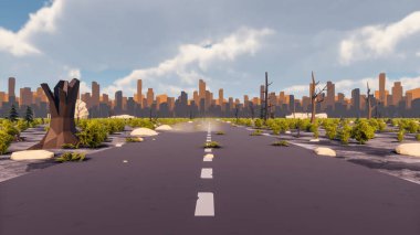 Landscape activities with pattern and field and takeaway 3d render