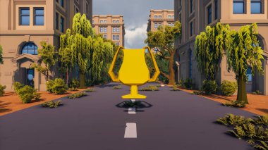 Landscape activities with pattern and field and takeaway 3d render