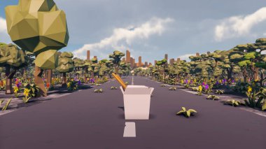 Landscape activities with pattern and field and takeaway 3d render