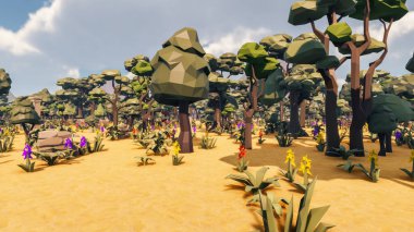 Landscape activities with pattern and field and takeaway 3d render