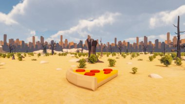 Landscape activities with pattern and field and takeaway 3d render