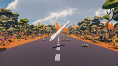 Landscape activities with pattern and field and takeaway 3d render