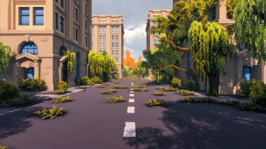Landscape activities with pattern and field and takeaway 3d render