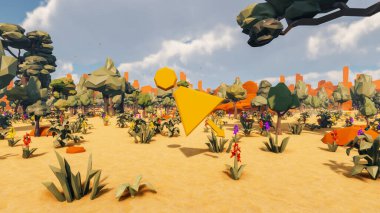 Landscape activities with pattern and field and takeaway 3d render