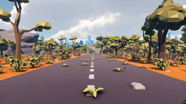 Landscape activities with pattern and field and takeaway 3d render