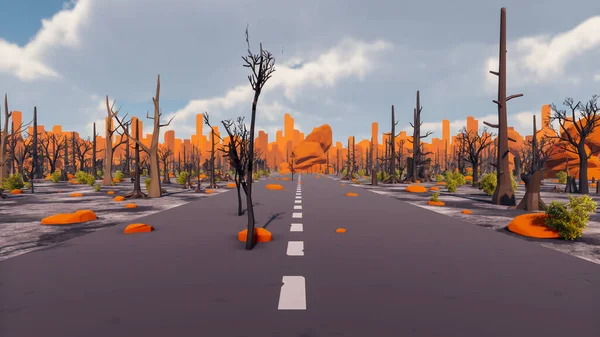 Landscape activities with pattern and field and takeaway 3d render