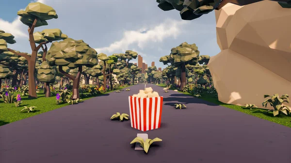 Landscape activities with pattern and field and takeaway 3d render