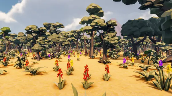 Landscape activities with pattern and field and takeaway 3d render