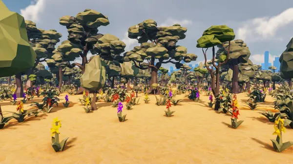 Landscape activities with pattern and field and takeaway 3d render