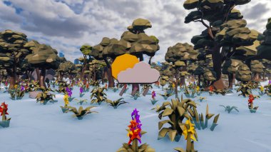 Landscape symbolize with renewable and initiatives and ways 3d render