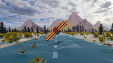 Landscape symbolize with renewable and initiatives and ways 3d render